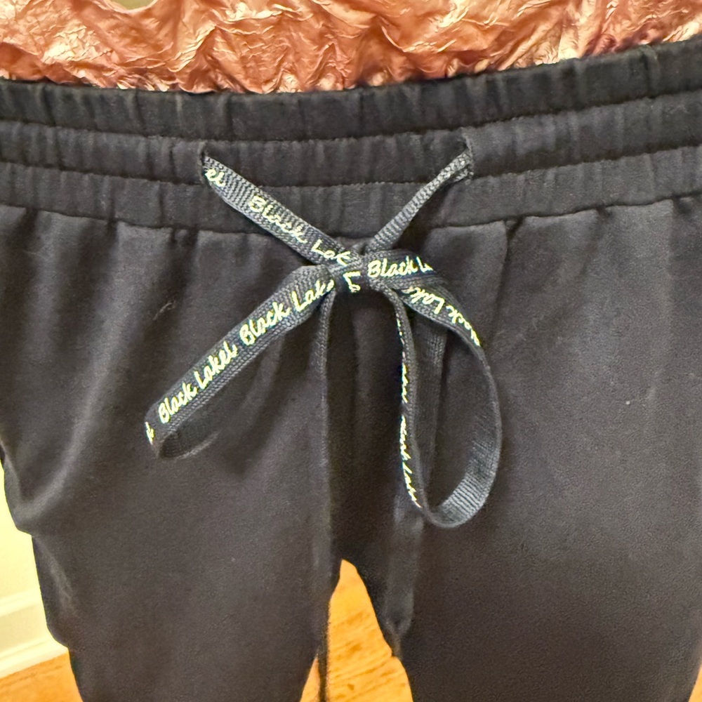 Duoyi Navy‎ Joggers w/ Pink Accent Strip & Ruffle at Waist